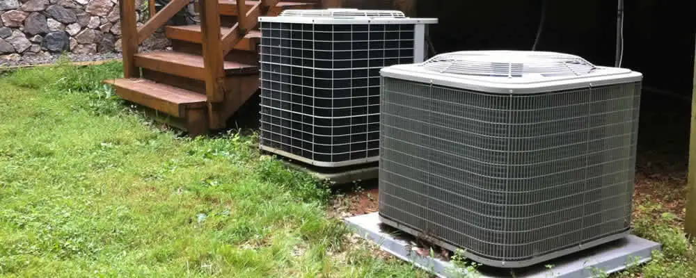 Heat pump installation and service units outside a home in Chicago, IL